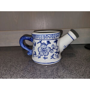Blue & White Porcelain Neti Pot Small Ceramic Nasal Rinse Teapot Floral Pattern